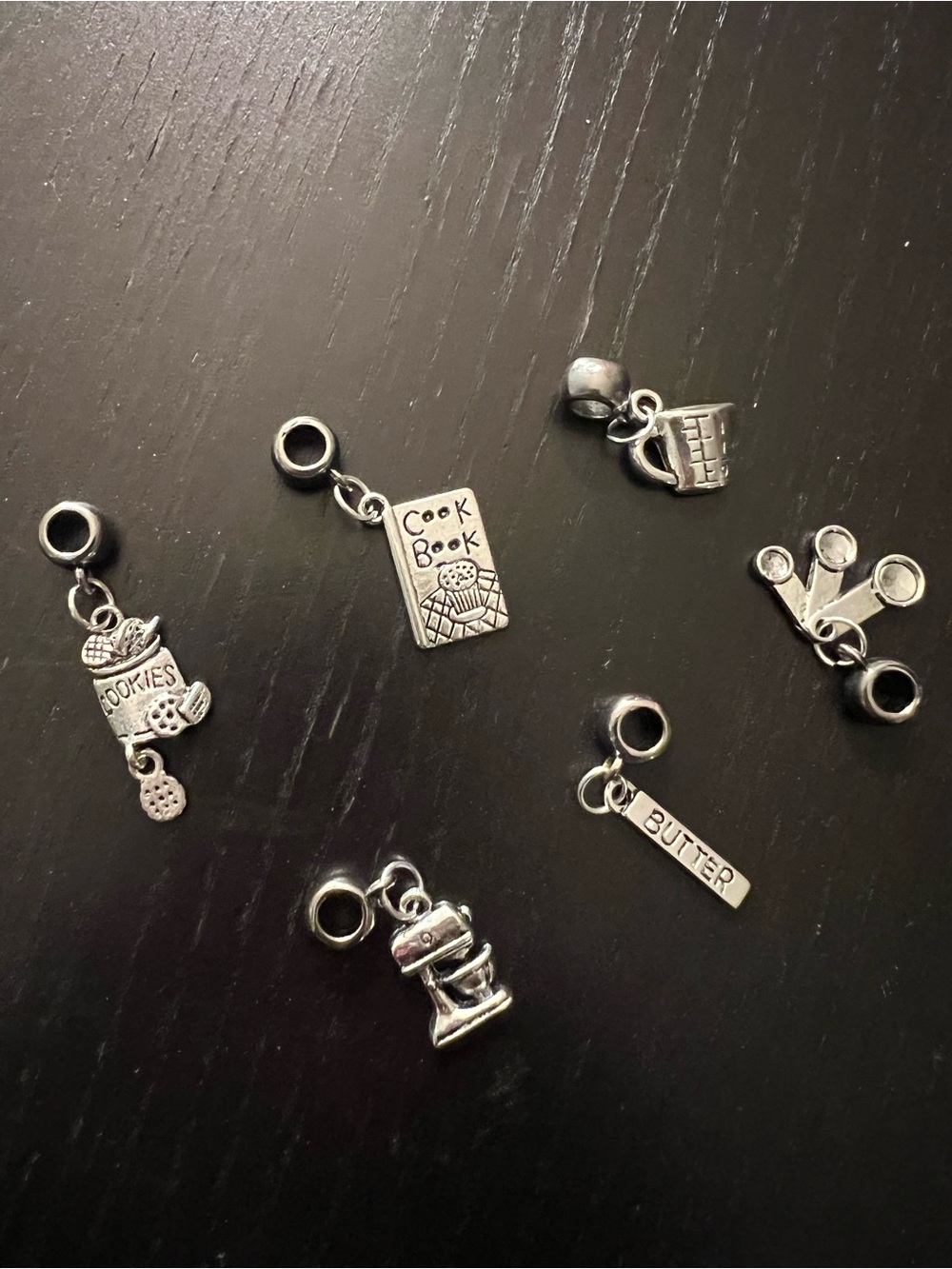Silvertone Baking Charm Set - Cooking-Themed Dangle Charms